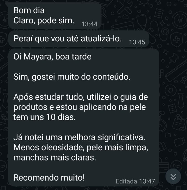 Depoimento de aluna — Pele menos oleosa em 10 dias